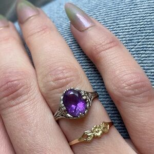 14K White Gold Amethyst Ring - Size 5